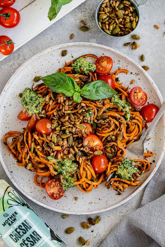 Sweet Potato Noodles with Caesar Pesto