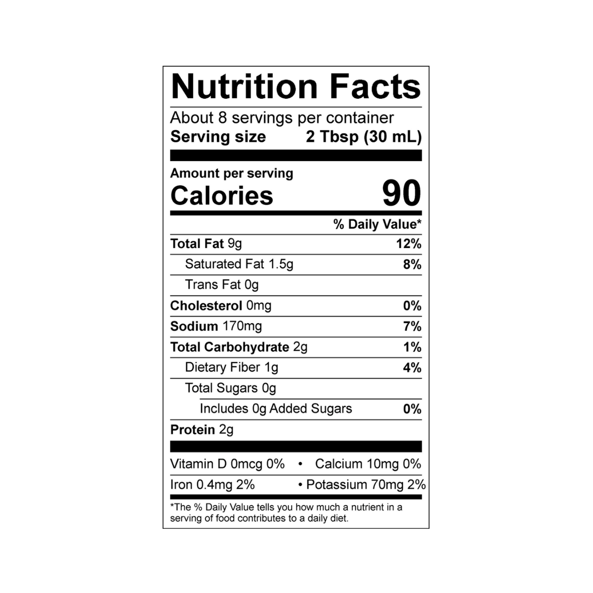 Cesar Dressing Nutritional Information