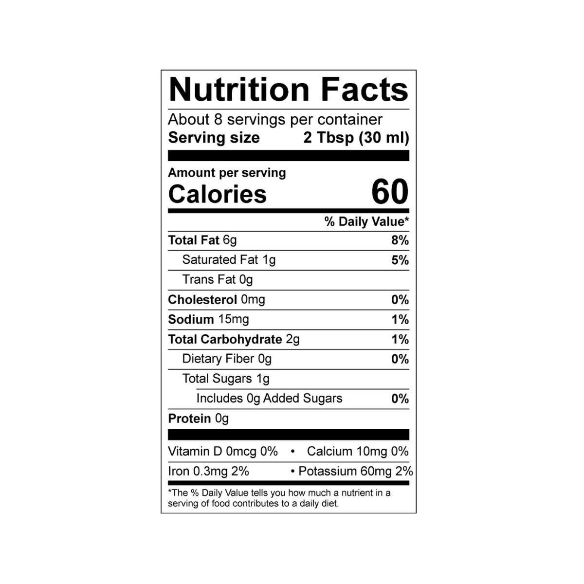 Mother Raw Vegan Mediterranean Dressing Nutritional Information