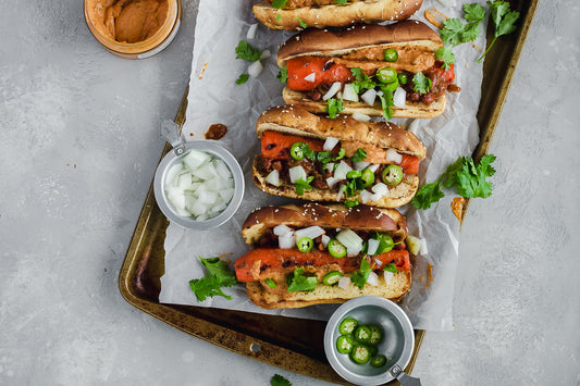 Image of Vegan Nacho Chili Cheese Carrot Hotdogs