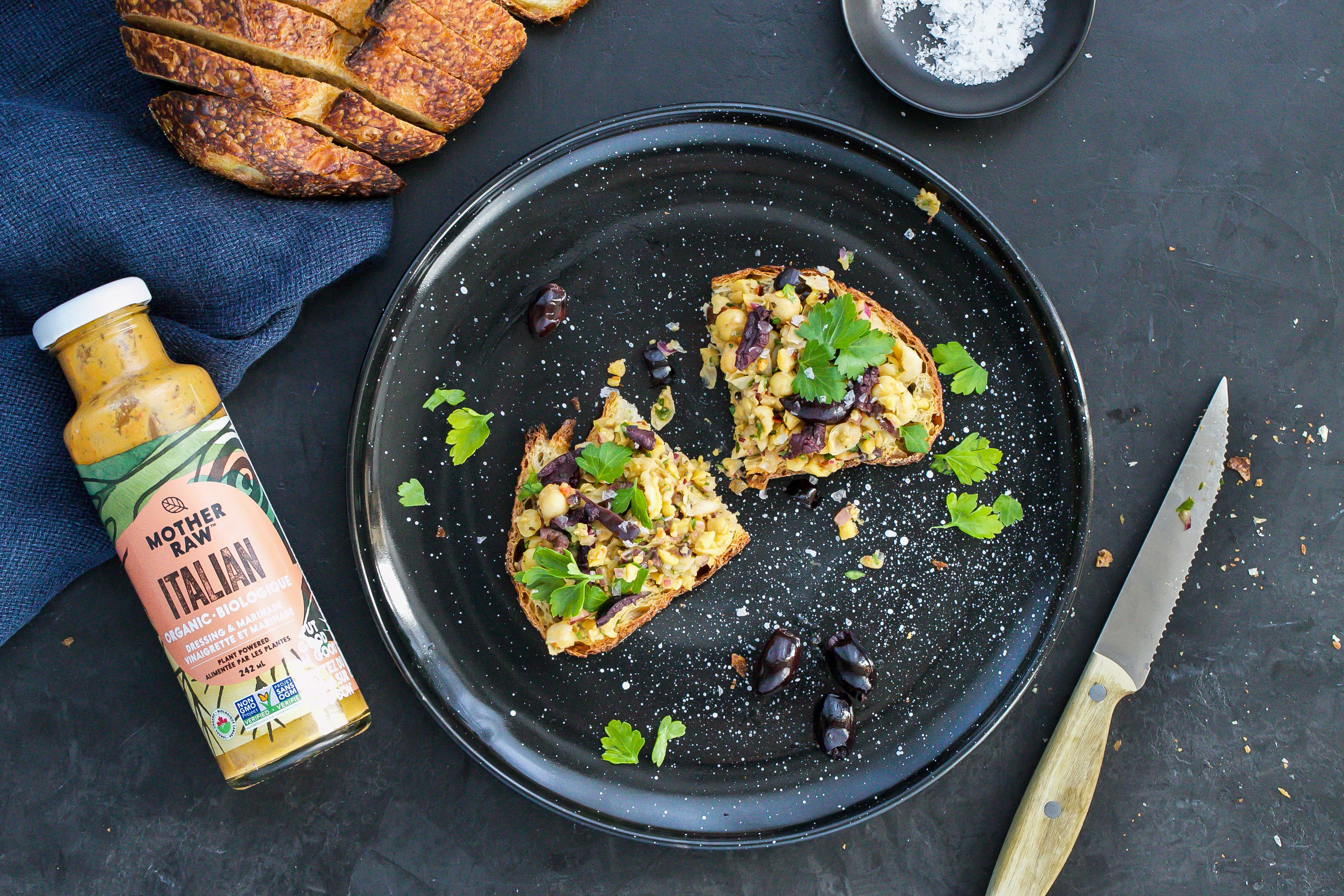 Italian Smashed Chickpea Toast – Mother Raw