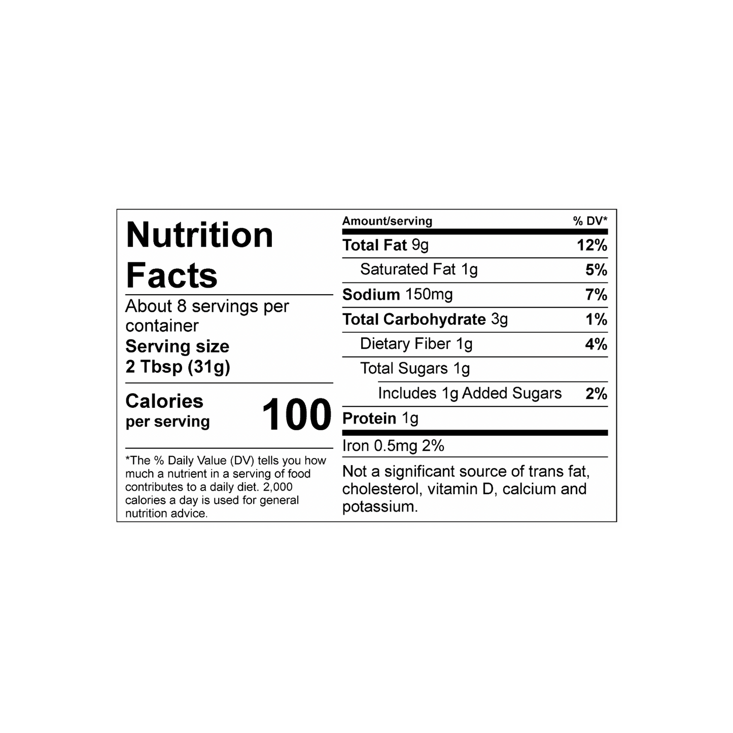 Organic Vegan Ranch Dip Nutritional Information